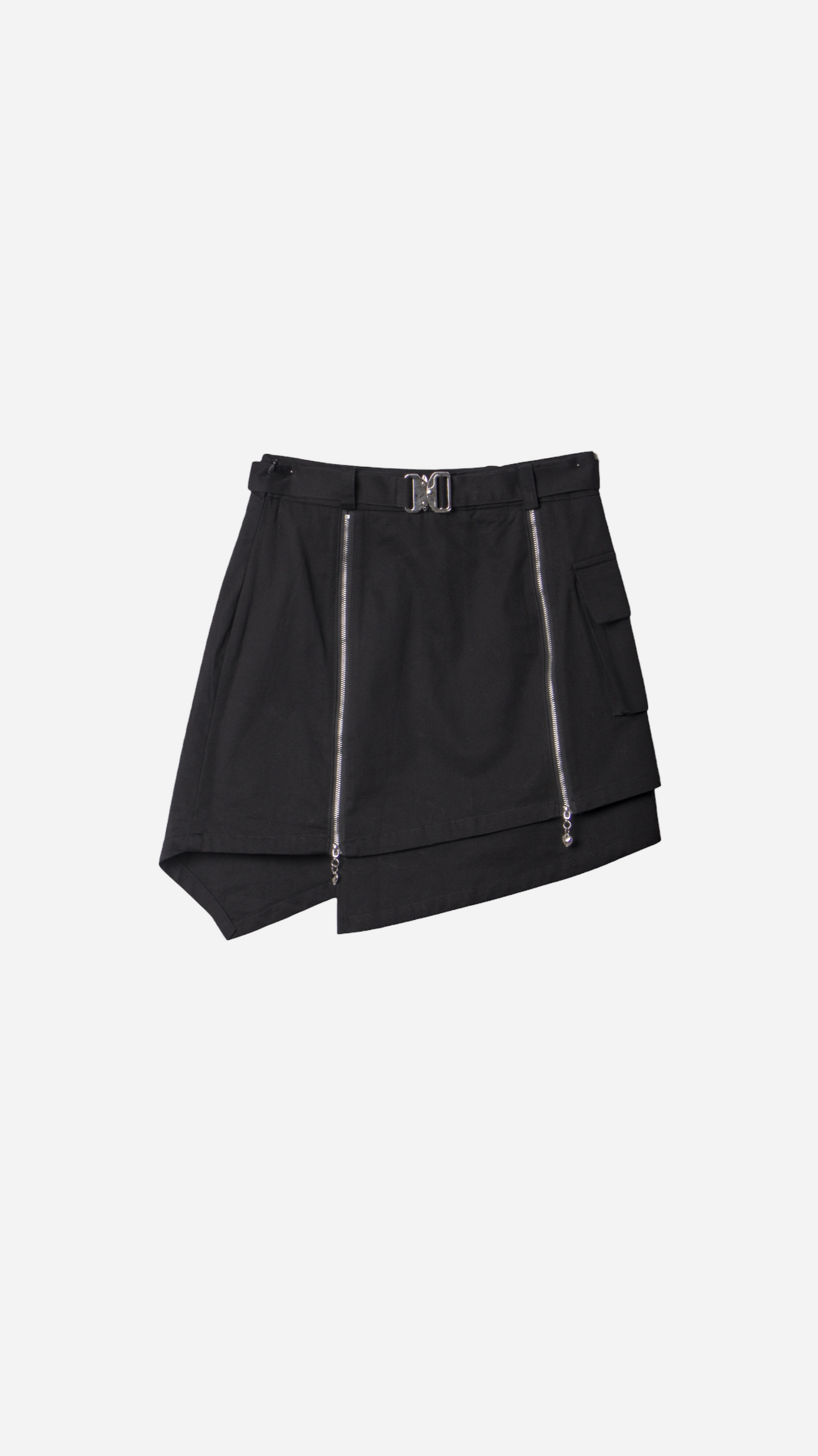 ASYMMETRIC SKIRT WITH FRONT ZIPPERS
