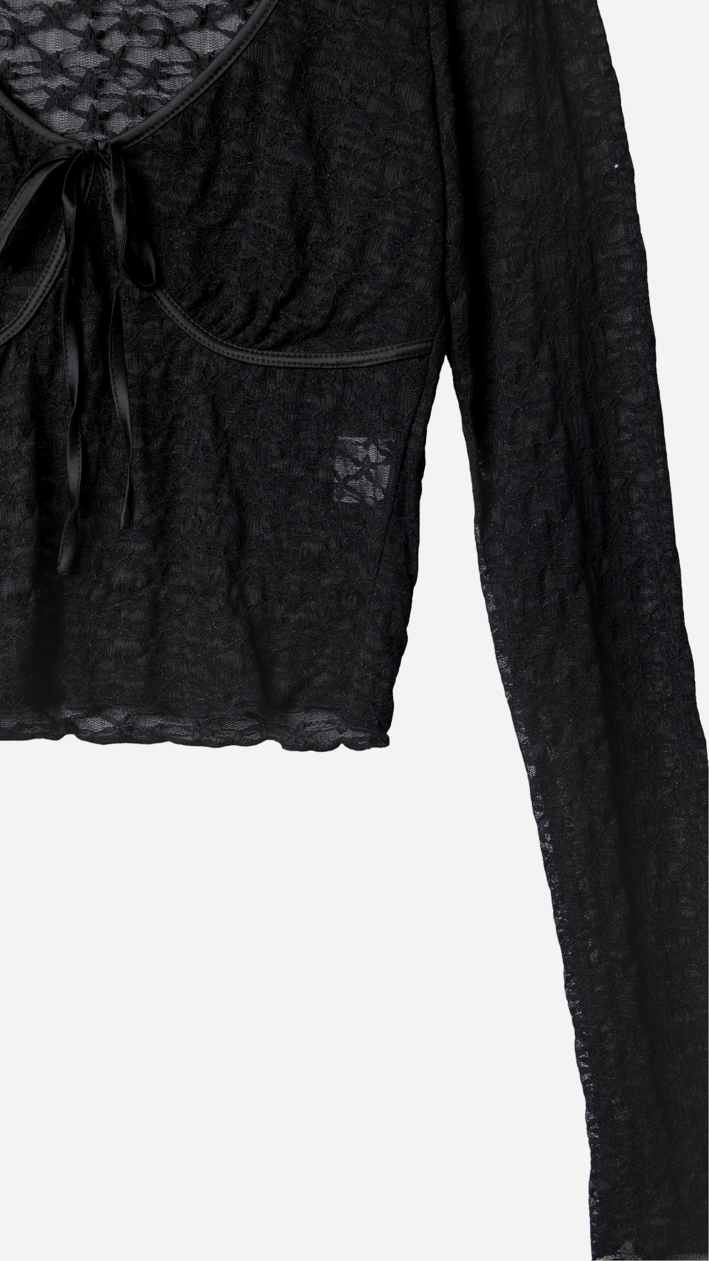 LACE T-SHIRT WITH BOW NECKLINE