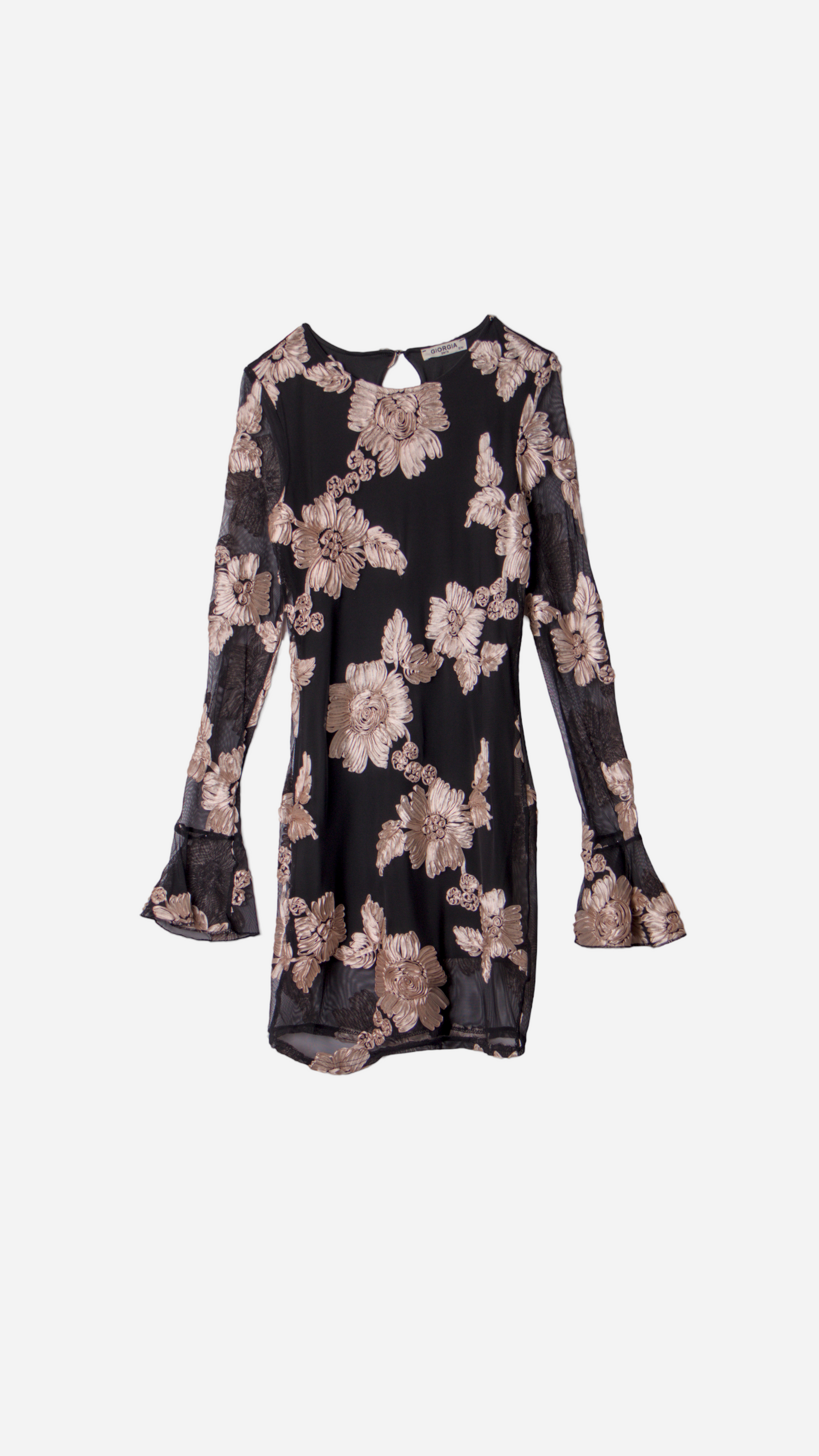 COMBINED LACE DRESS WITH FLOWER STRUCTURE