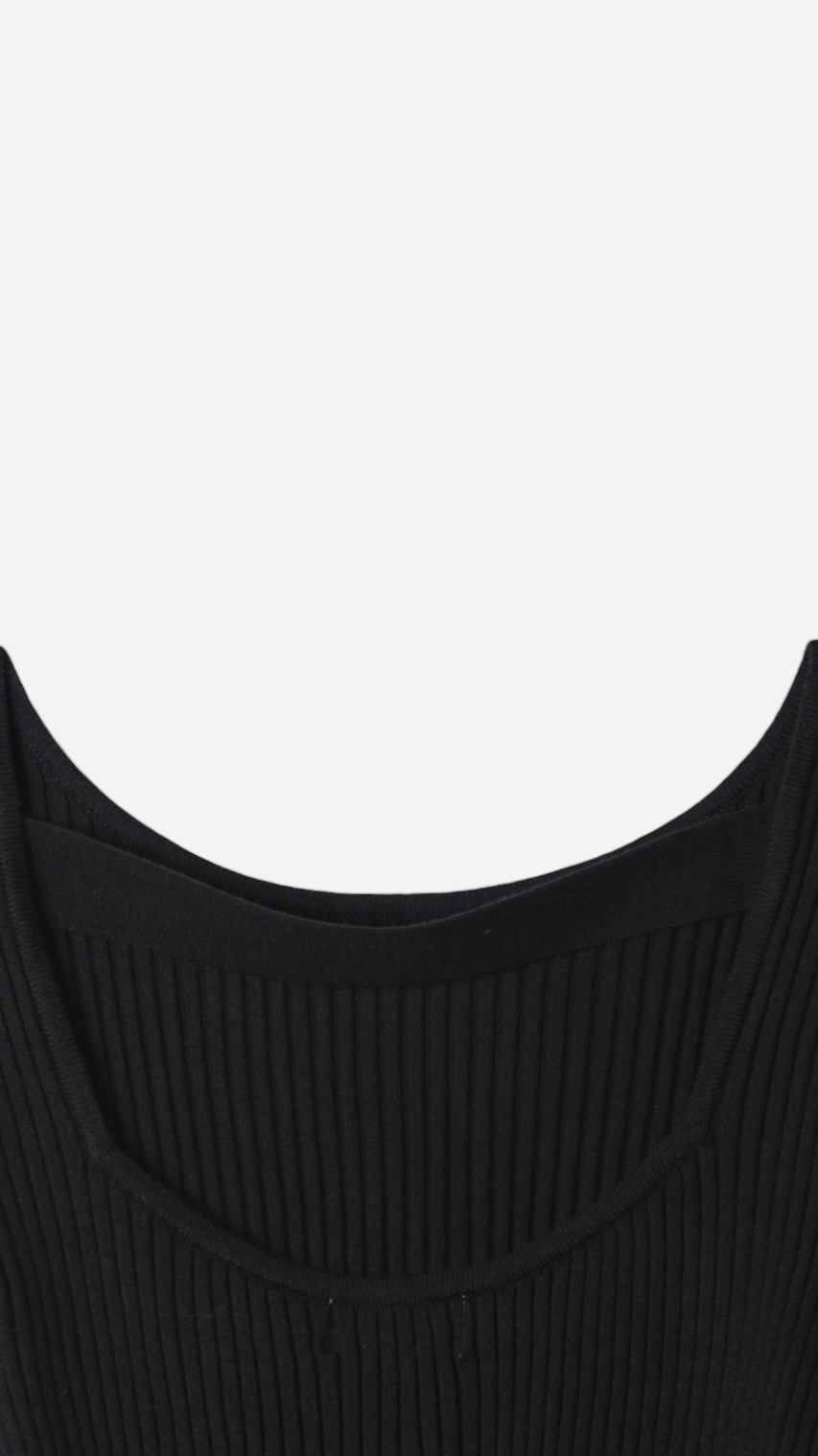 KNITTED BOAT NECKLINE T-SHIRT