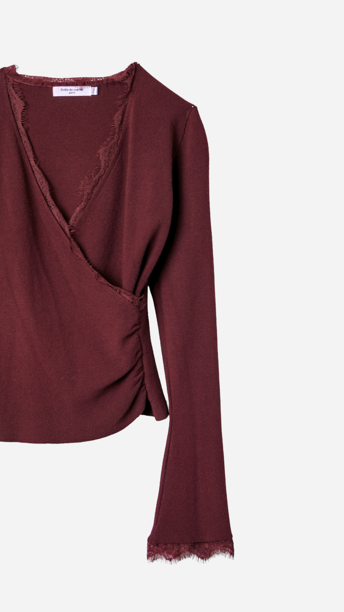 CROSSED T-SHIRT WITH LACE DETAIL