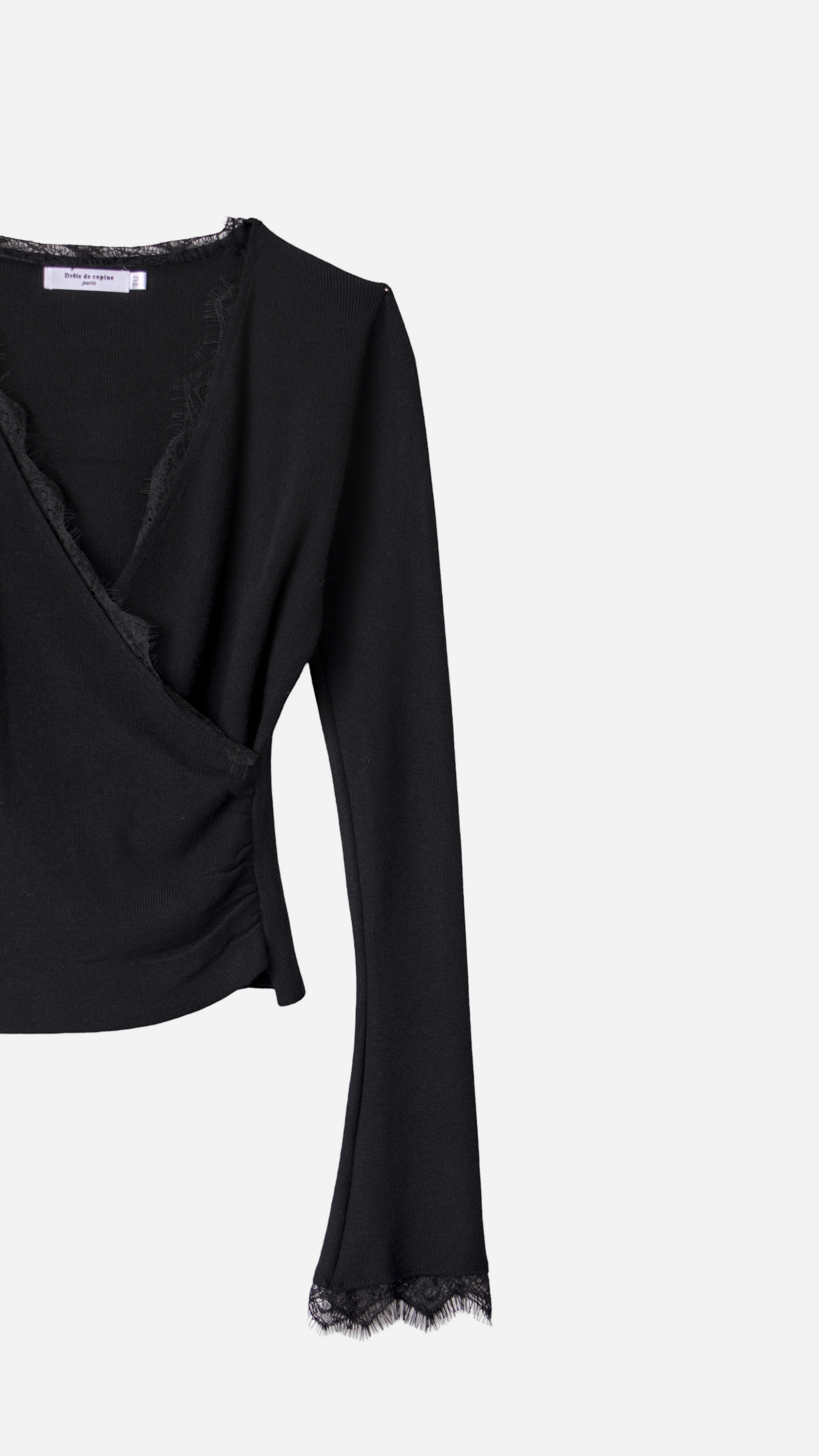 CROSSED T-SHIRT WITH LACE DETAIL