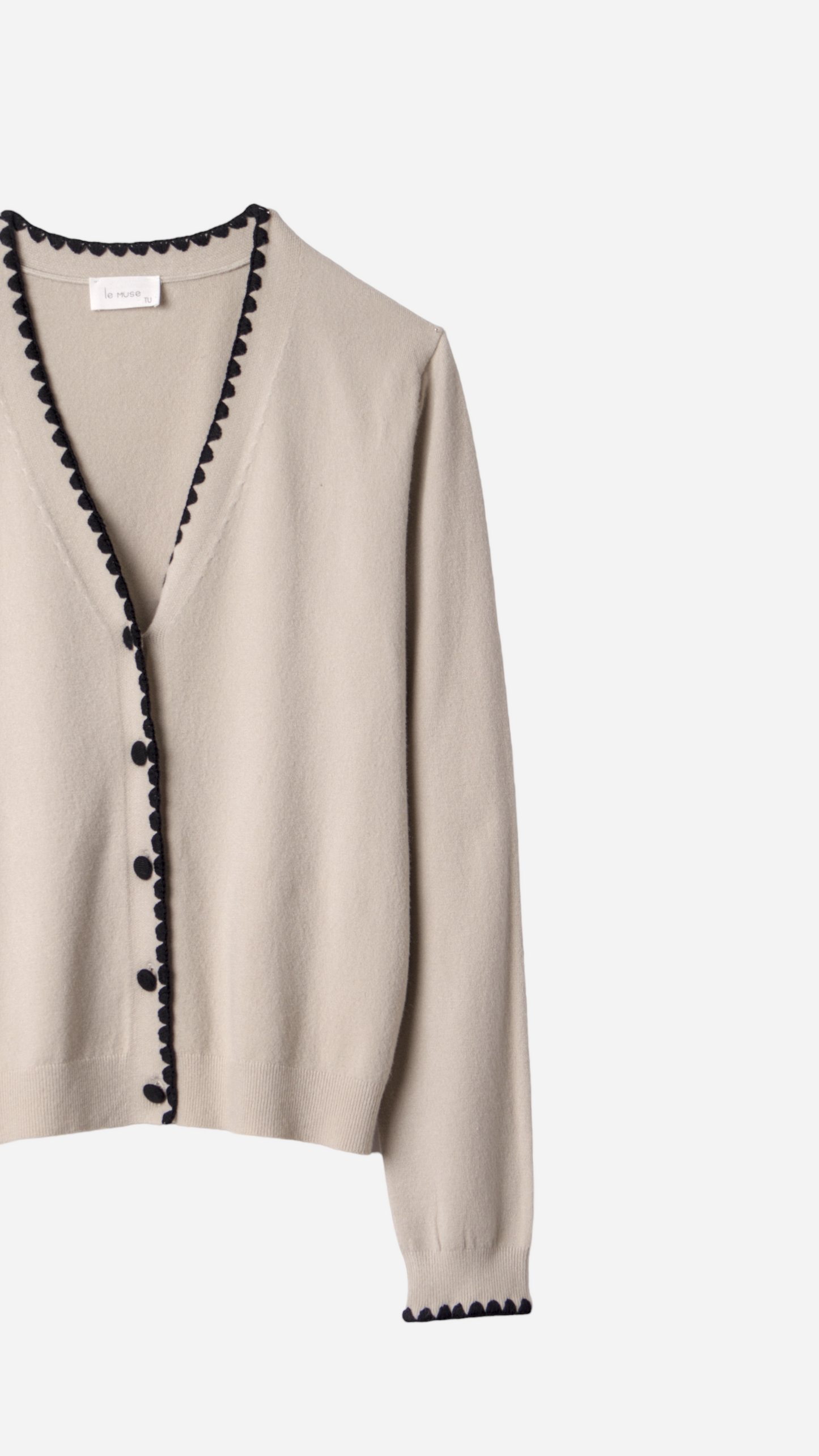 CONTRAST EMBROIDERED KNIT CARDIGAN