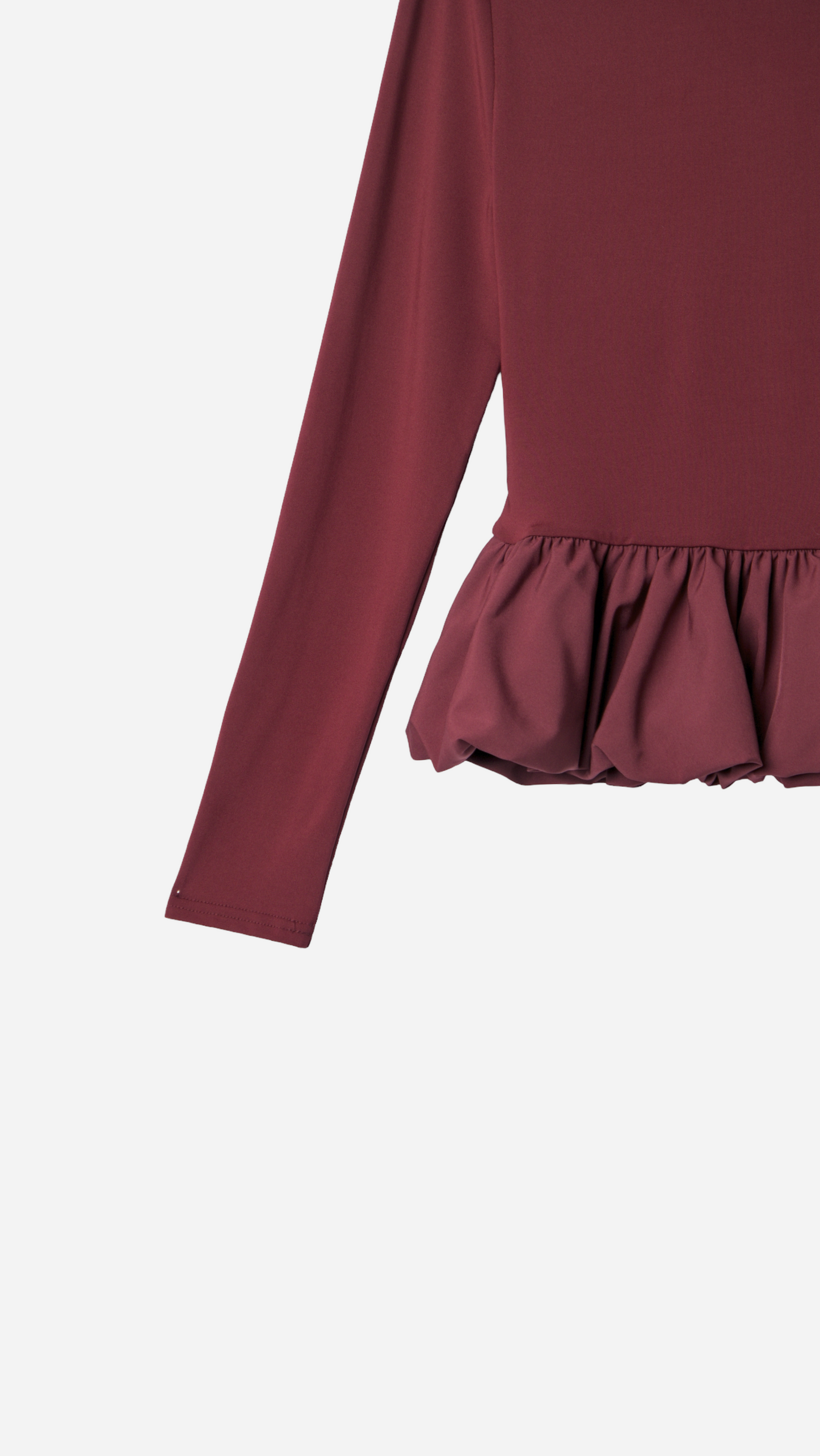 PLAIN T-SHIRT WITH RUFFLE DETAIL