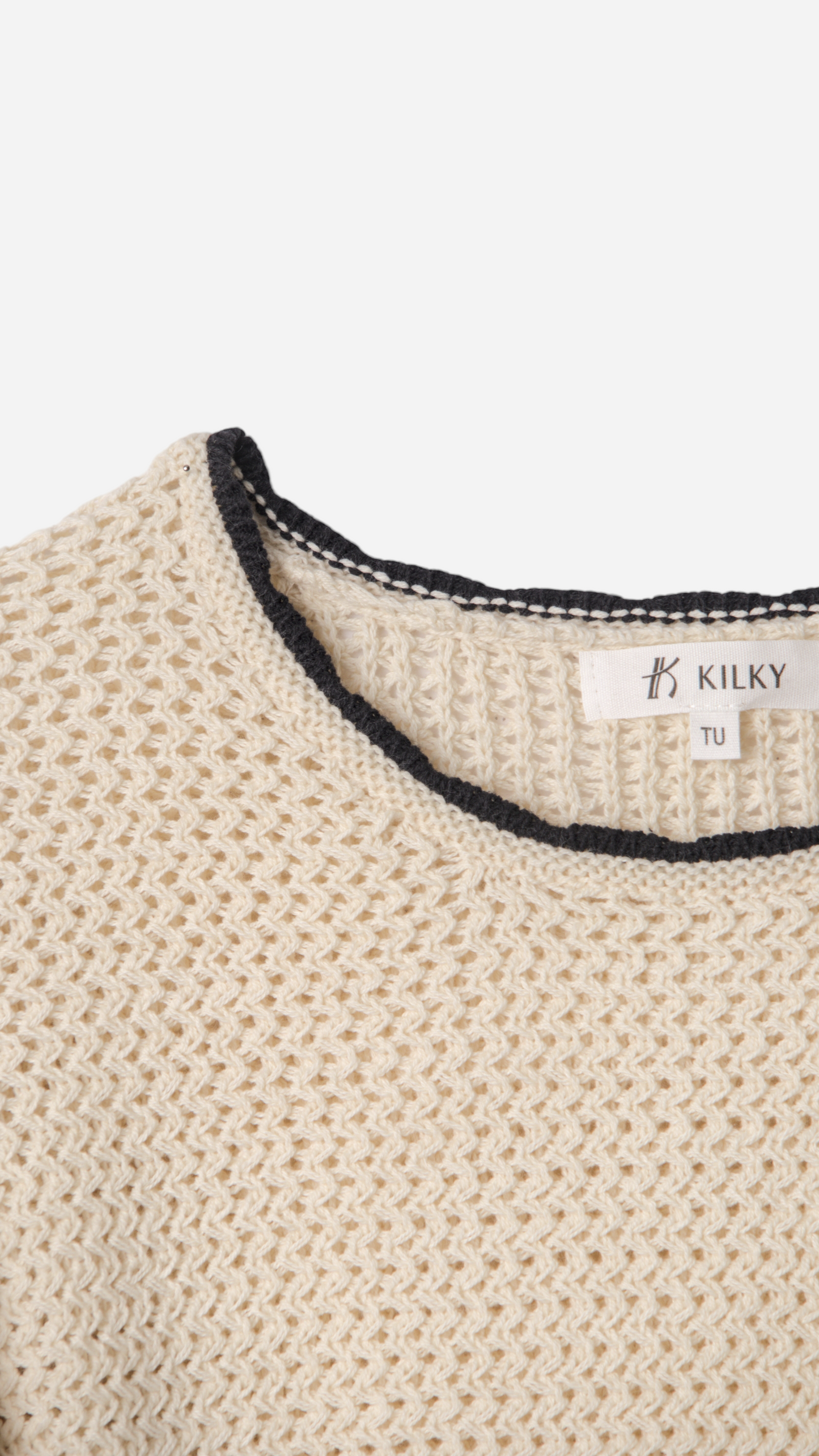 COMBINED KNITTED JERSEY WITH RUFFLED SHOULDERS