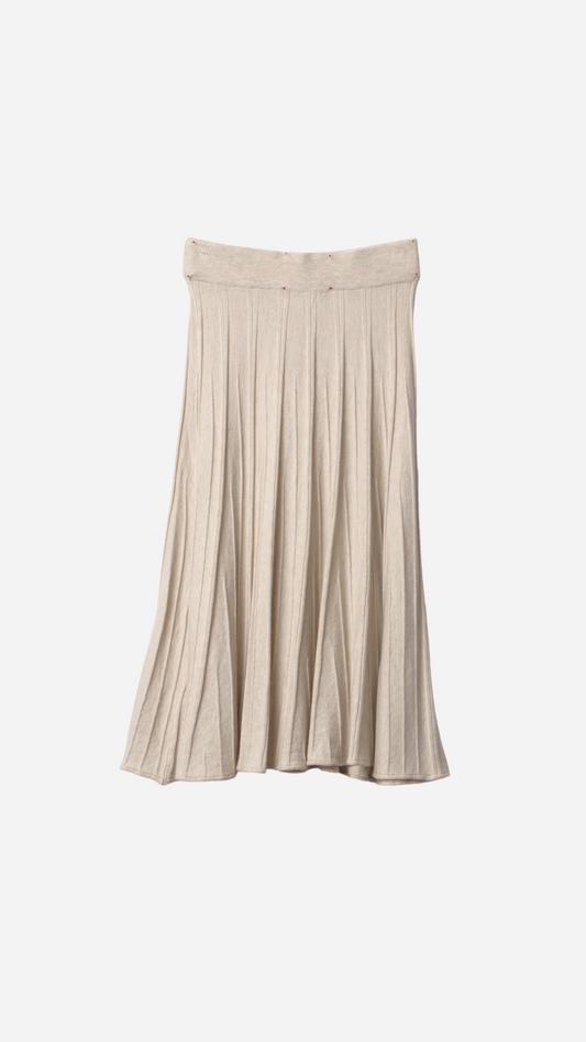 PLEATED KNIT MIDI SKIRT