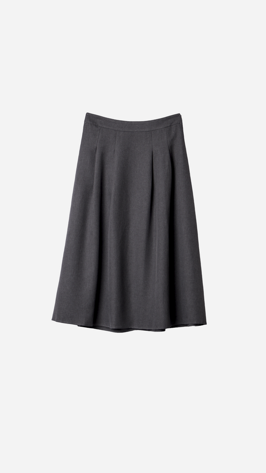PLAIN PLEATED MIDI SKIRT 