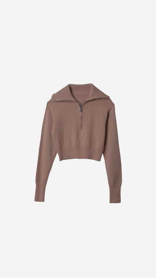 1/4 ZIP KNITTED JERSEY WITH HIGH NECK