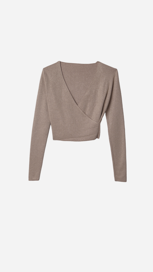 METALLIC THREAD CROSSED T-SHIRT