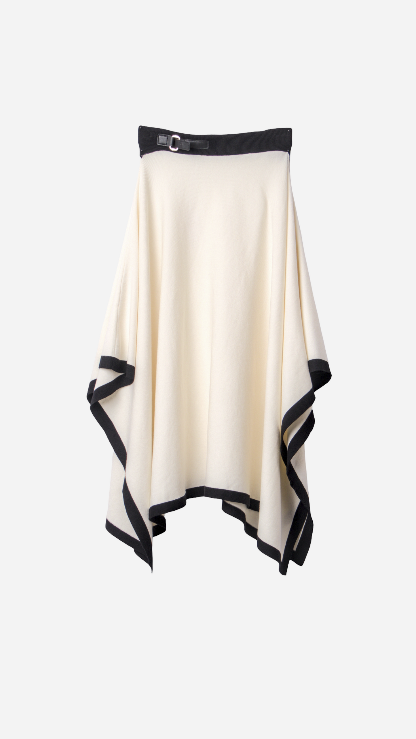 ASYMMETRIC RUFFLED KNIT MIDI SKIRT