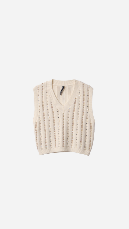 SEQUIN JEWELRY KNITTED VEST