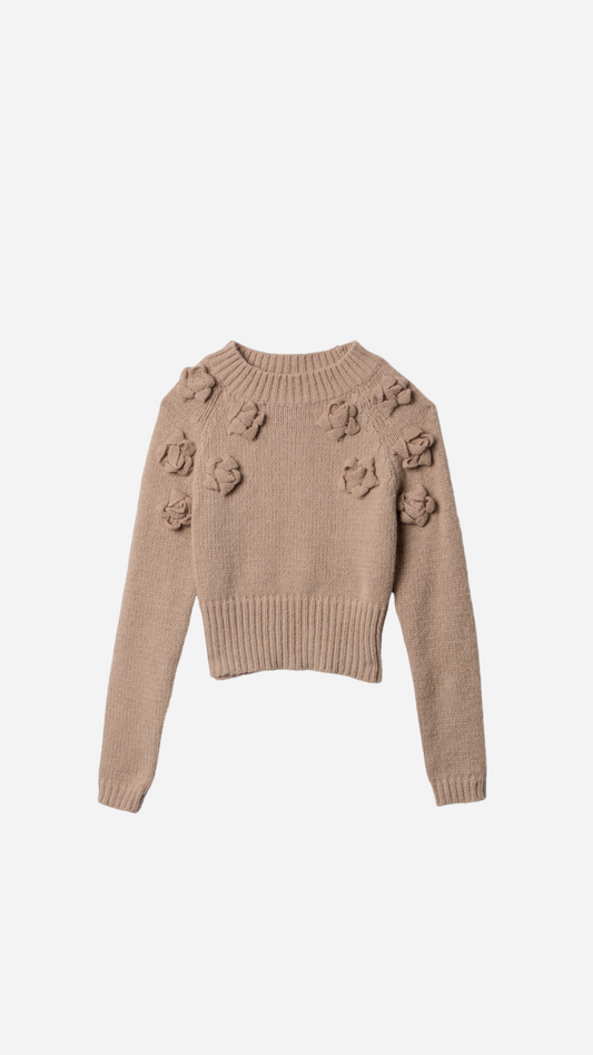 3D EMBROIDERED FLOWER KNITTED JERSEY