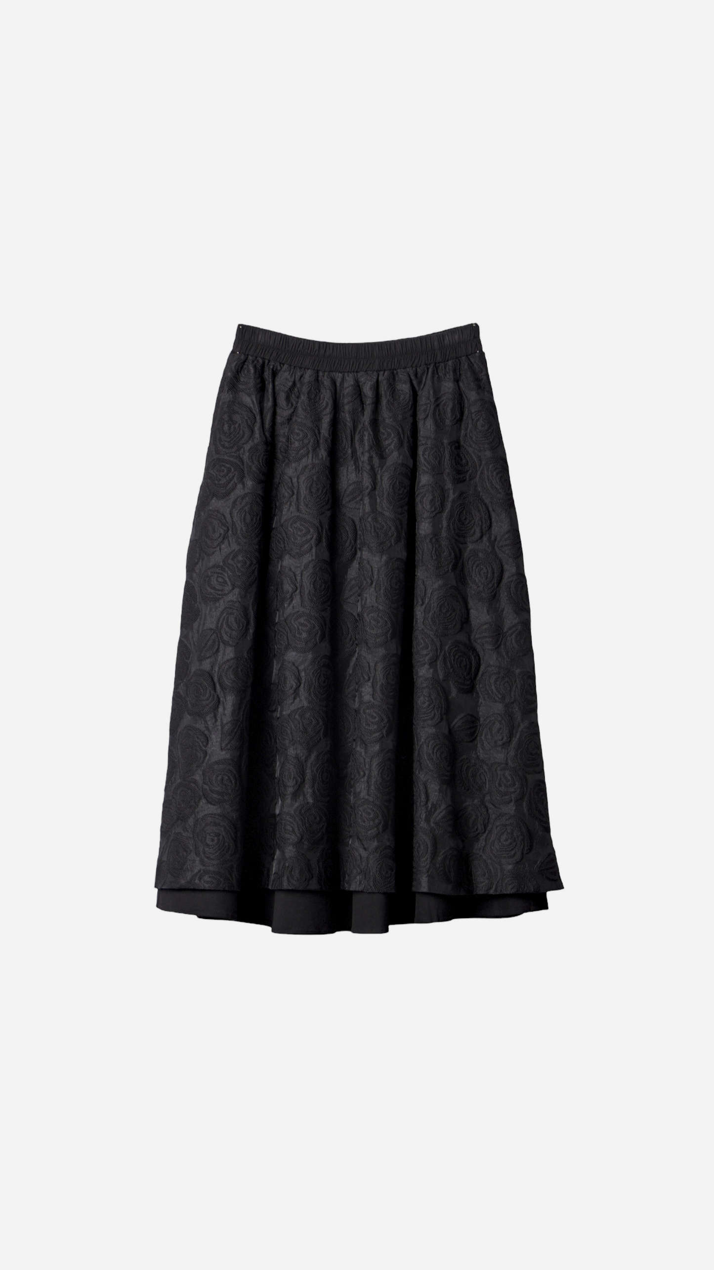 FLOWER EMBOSSED MIDI SKIRT
