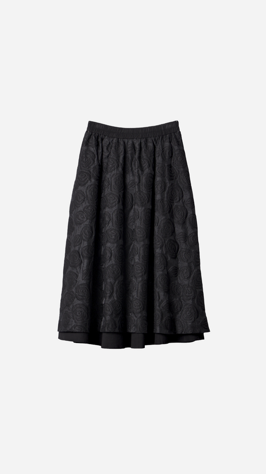 FALDA MIDI RELIEVE FLOR