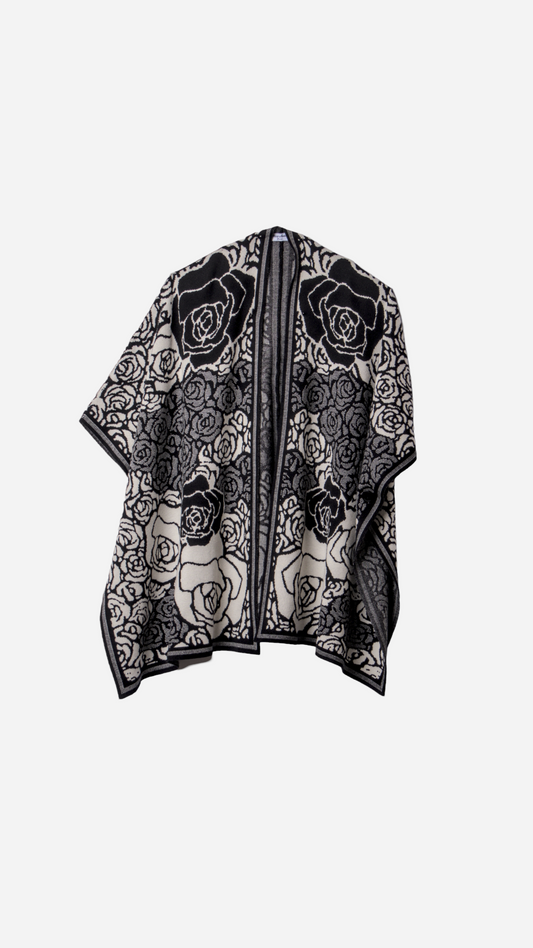 CHAQUETA CAPA PUNTO FLORES BORDADO