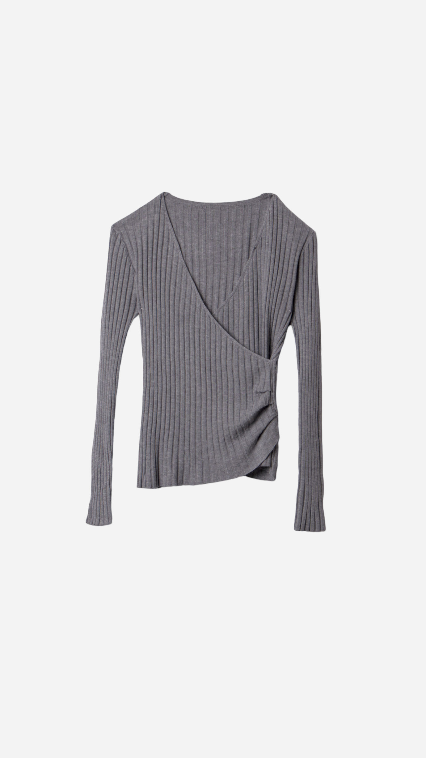 V-NECK CROSSED KNITTED T-SHIRT