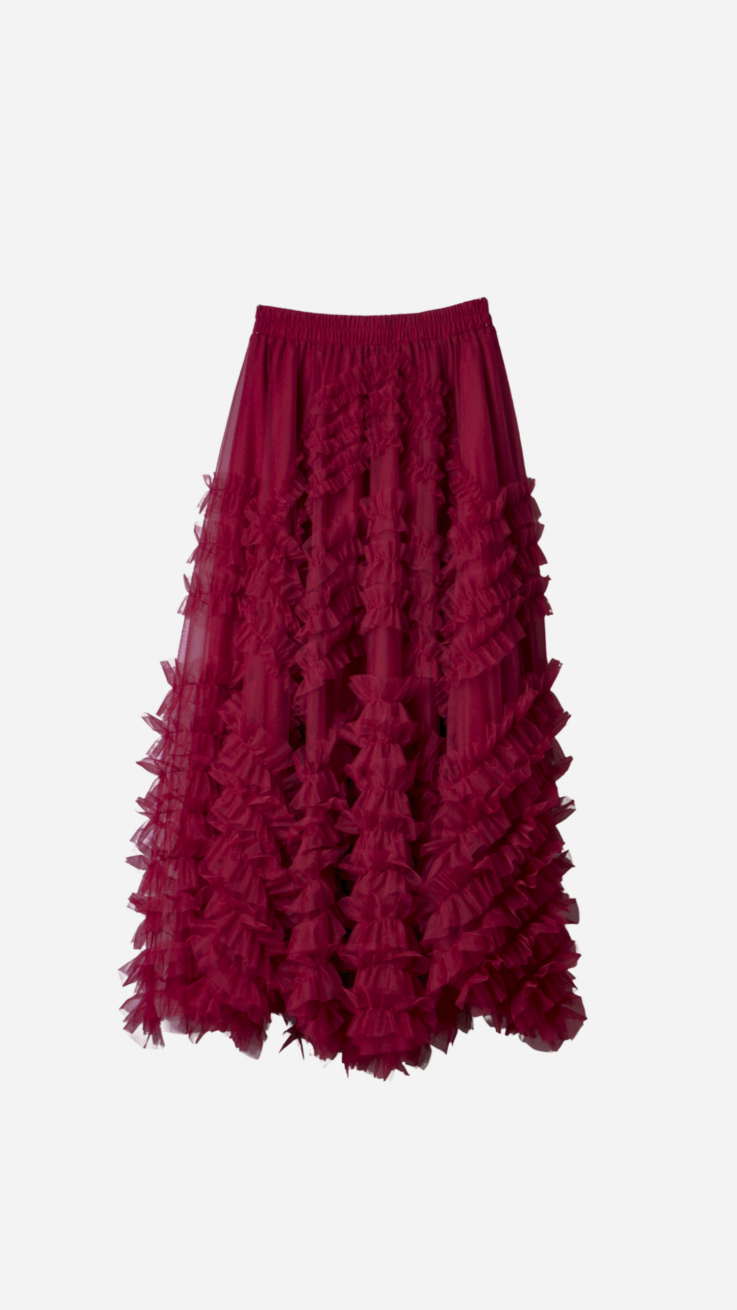 RUFFLED TULLE MIDI SKIRT