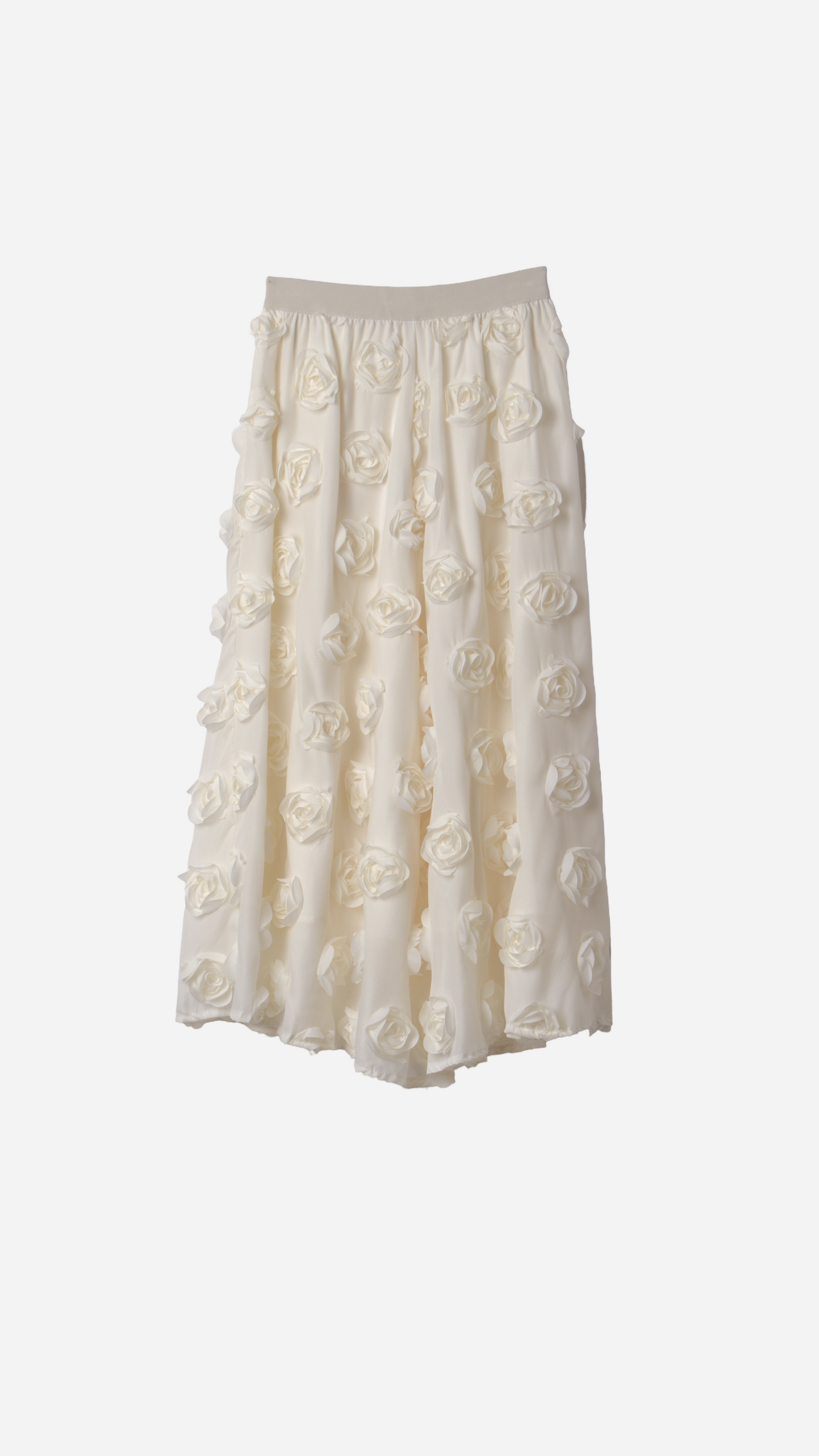 FALDA MIDI ESTRUCTURA FLORES 3D