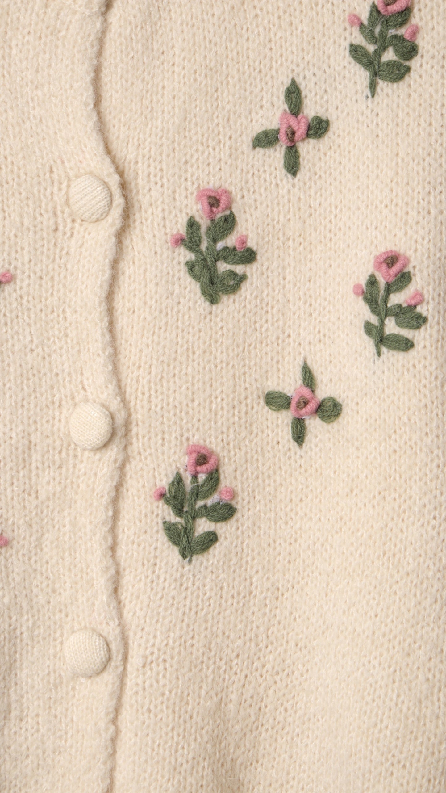 FLOWER EMBROIDERED KNITTED CARDIGAN