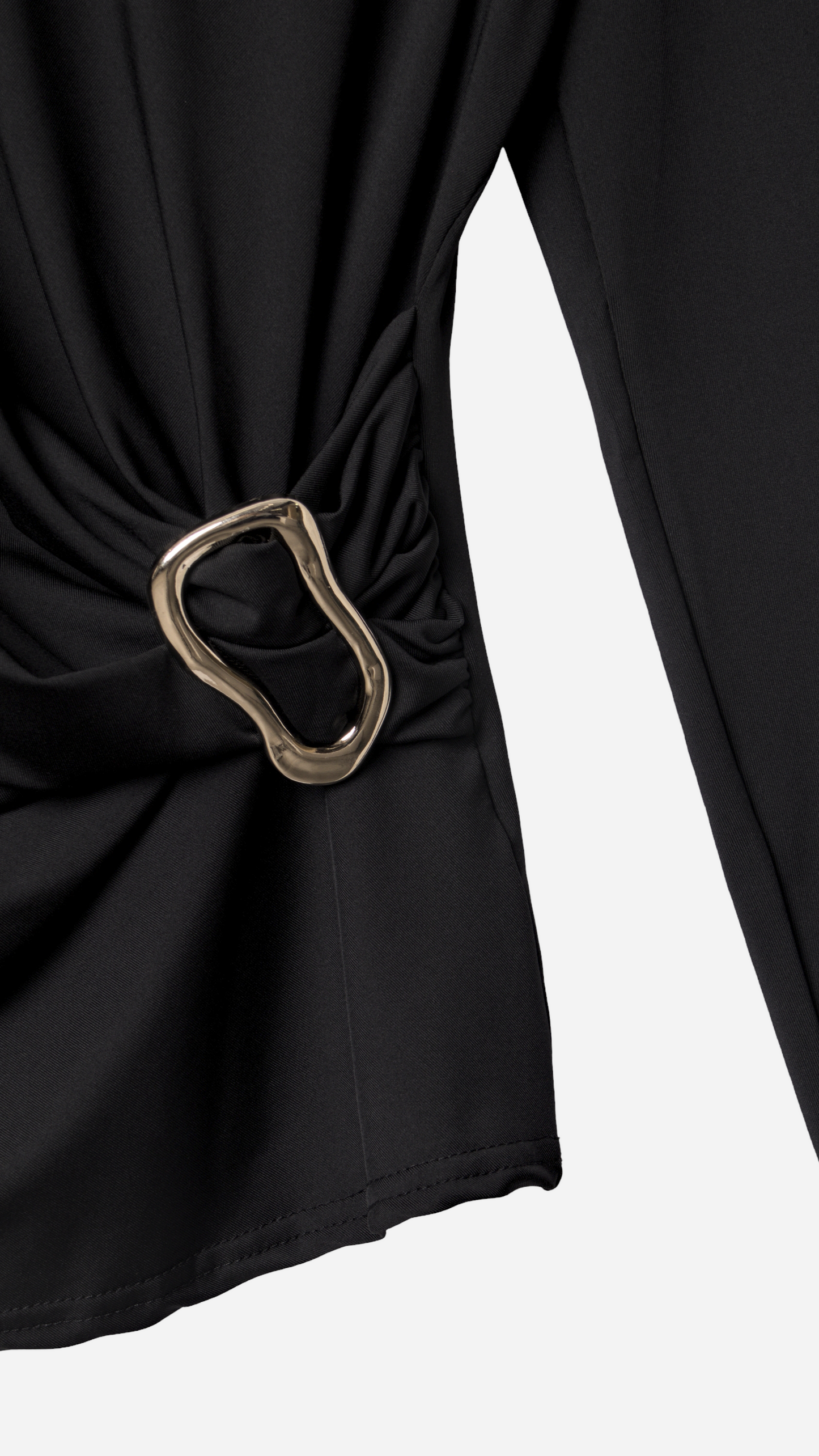 SATIN EFFECT DRAPED T-SHIRT