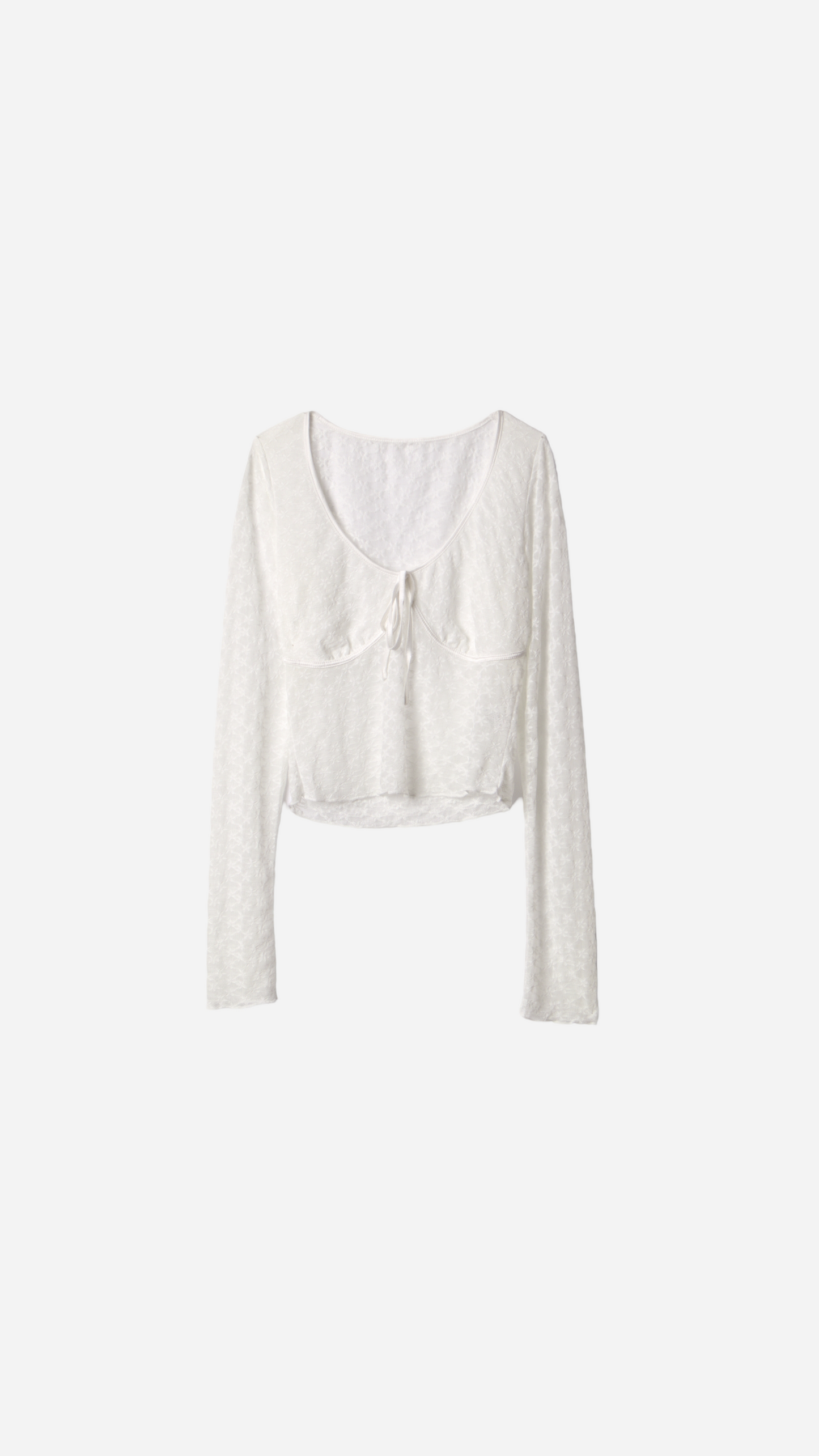 LACE T-SHIRT WITH BOW NECKLINE