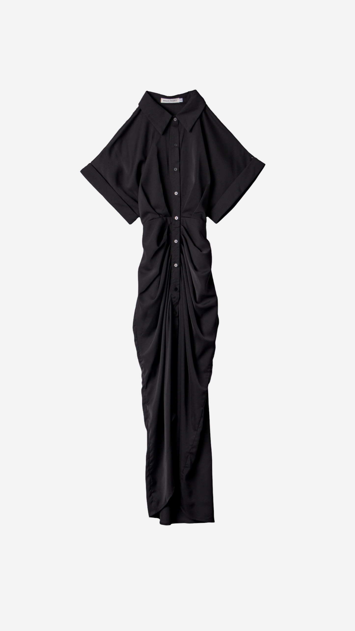 VESTIDO LARGO DRAPEADO MANGAS