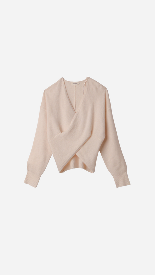 OVERSIZE FIT SOFT CROSSED KNIT SWEATER