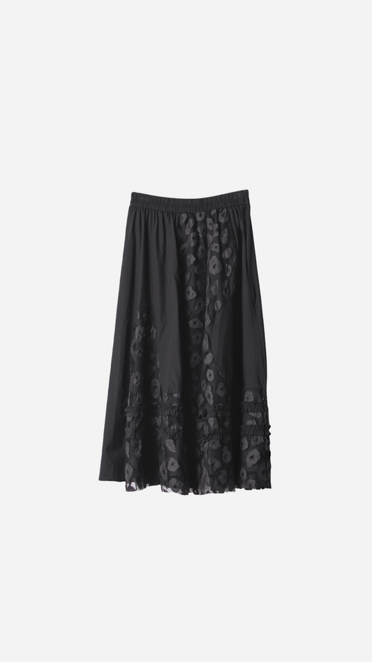 MIDI SKIRT WITH COMBINED STRUCTURE