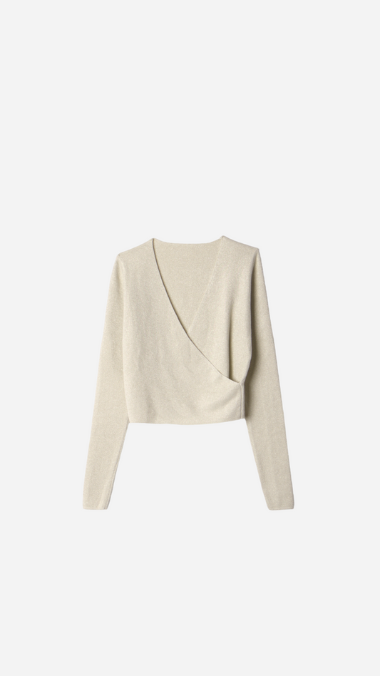 METALLIC THREAD CROSSED T-SHIRT