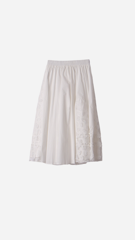 MIDI SKIRT WITH COMBINED STRUCTURE