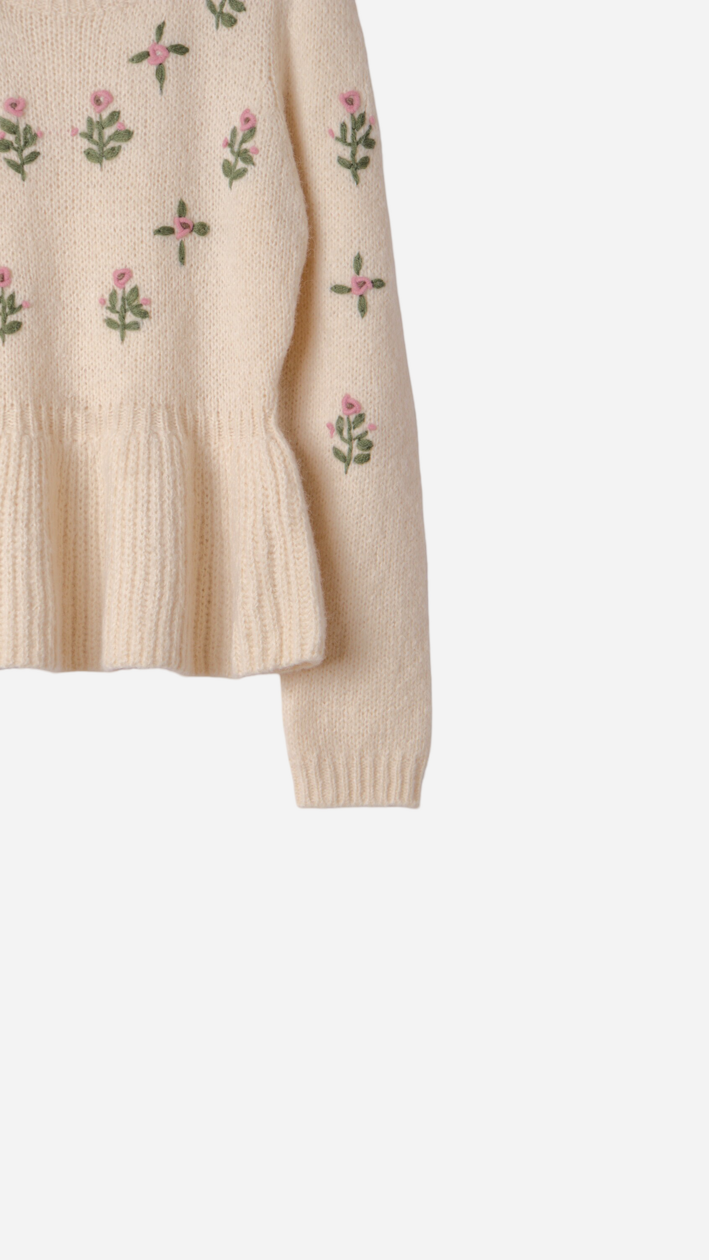 FLOWER EMBROIDERED KNITTED JERSEY