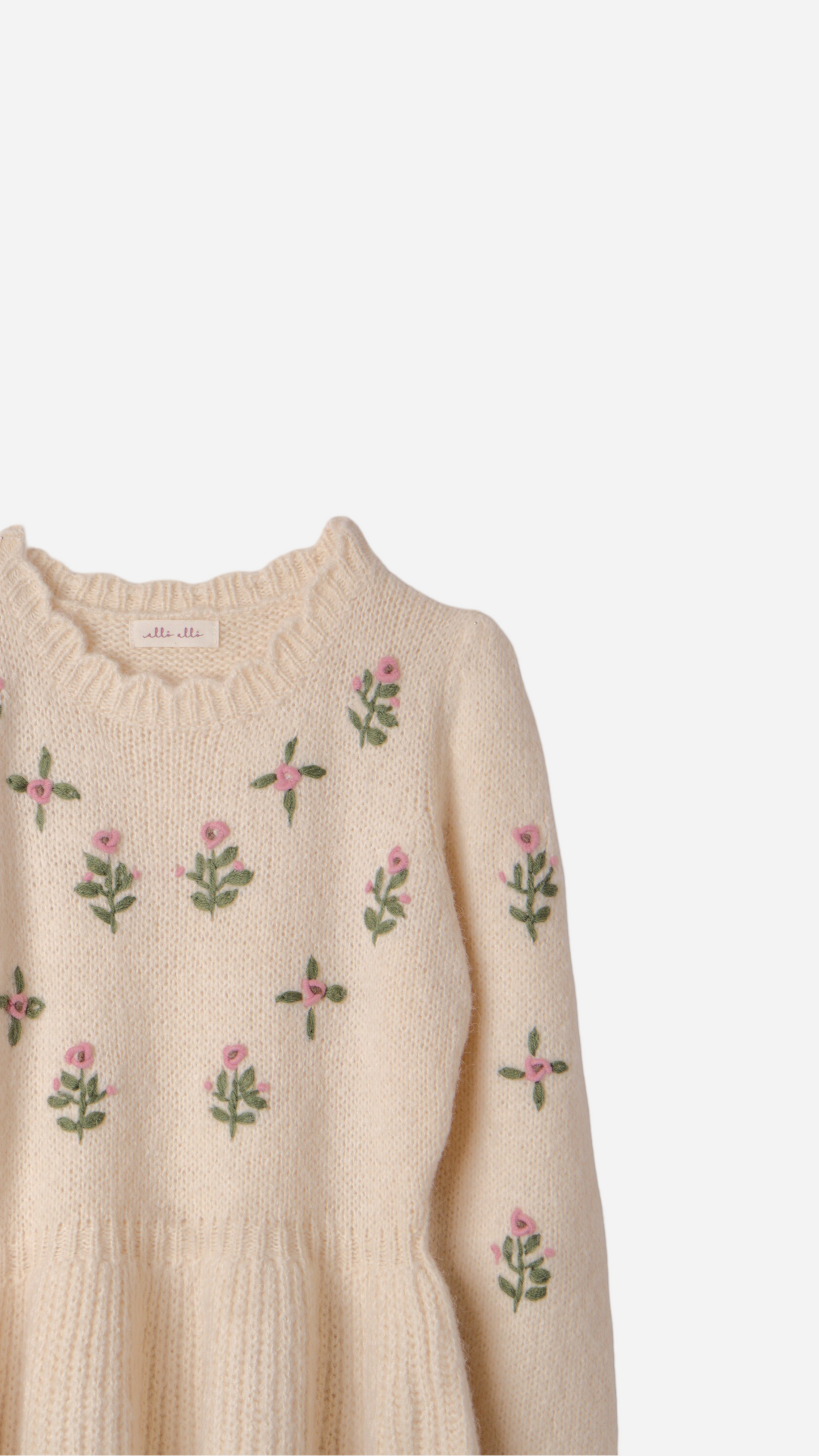 FLOWER EMBROIDERED KNITTED JERSEY