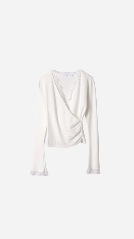 CROSSED T-SHIRT WITH LACE DETAIL