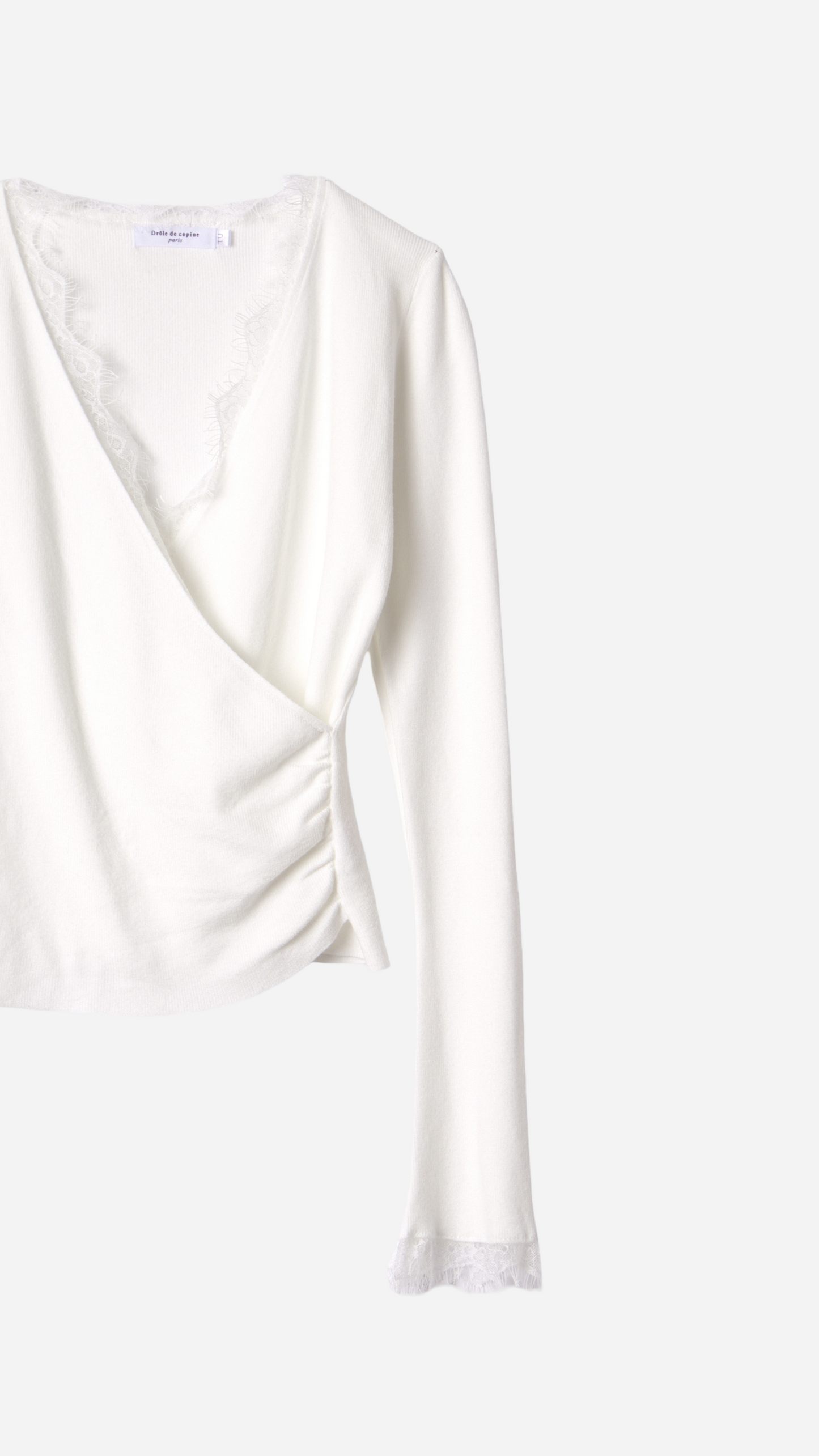 CROSSED T-SHIRT WITH LACE DETAIL
