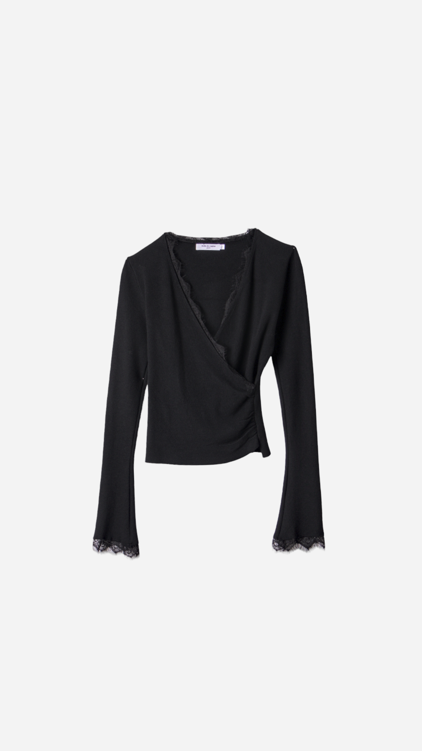 CROSSED T-SHIRT WITH LACE DETAIL