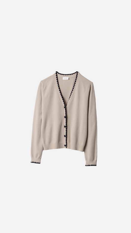 CONTRAST EMBROIDERED KNIT CARDIGAN