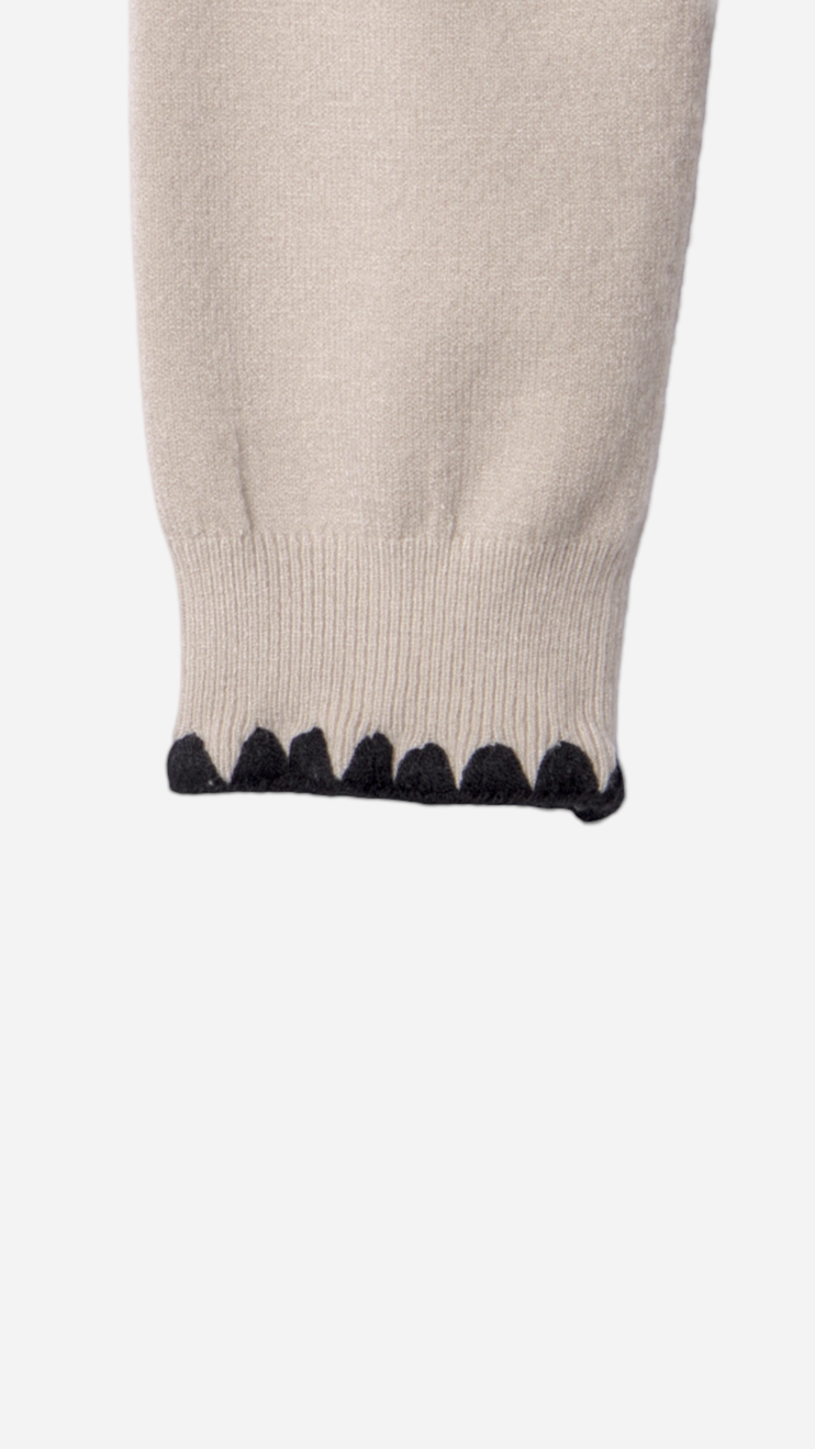 CONTRAST EMBROIDERED KNIT CARDIGAN