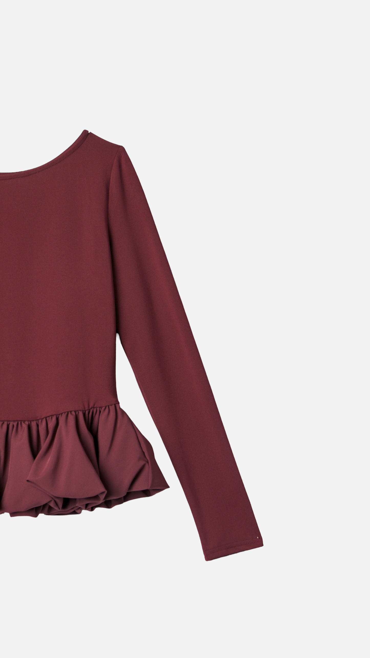 PLAIN T-SHIRT WITH RUFFLE DETAIL
