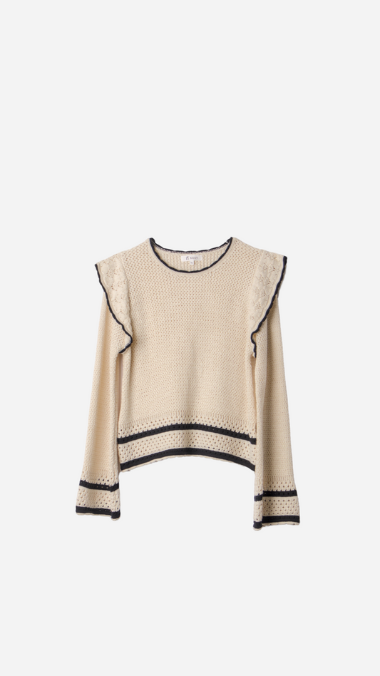 COMBINED KNITTED JERSEY WITH RUFFLED SHOULDERS