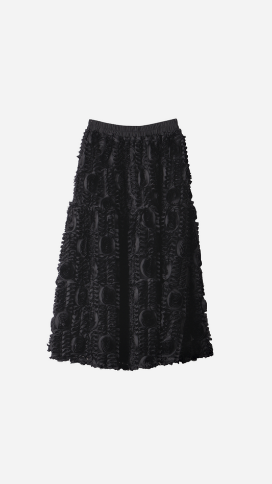 FALDA MIDI ESTRUCTURA FLOR