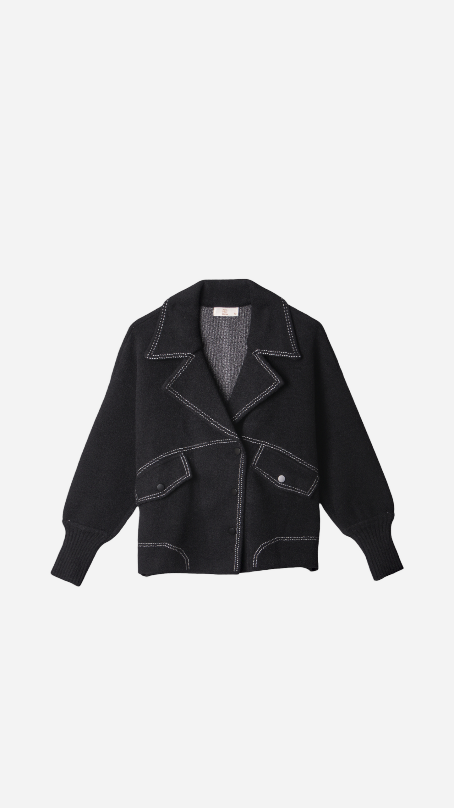 CHAQUETA CAZADORA PUNTO BORDADO CONTRASTE