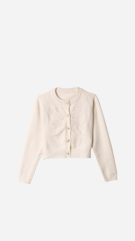 JERSEY WITH BUTTONS AND FLOWER DETAILS