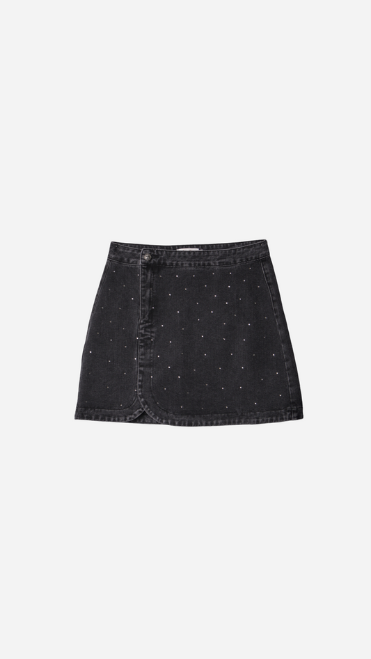 FALDA CORTA CREMALLERA LATERAL BRILLO