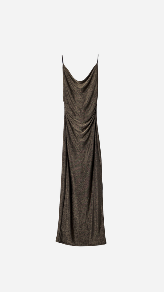 VESTIDO TIRANTES DRAPEADO BRILLO