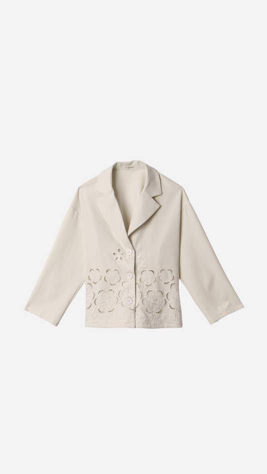 CHAQUETA FINA BORDADO FLORES