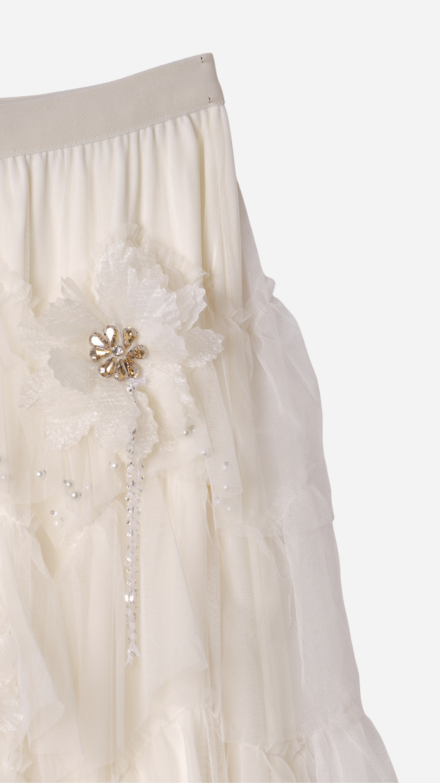 FALDA MIDI FLORES 3D JOYAS