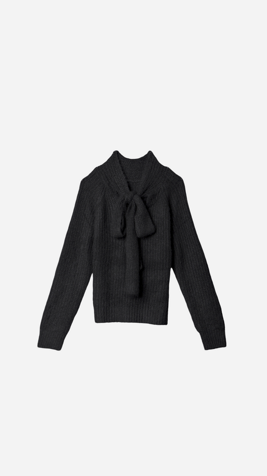 KNITTED JERSEY WITH BOW NECKLINE